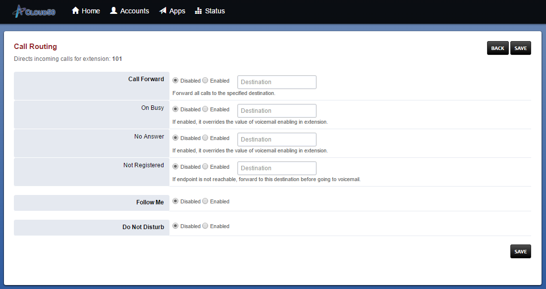 Call Routing Options